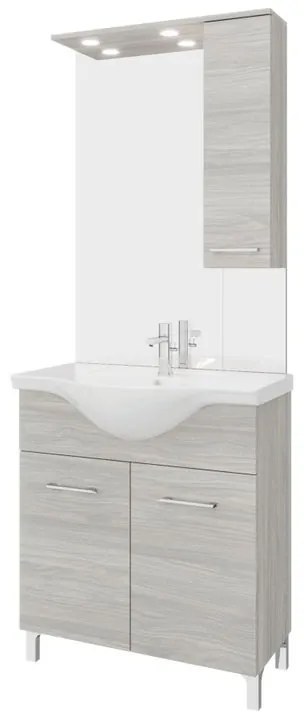 Mobile sottolavabo e lavabo con sifone Symoa legno grigio in truciolare L 75 x H 81.5 x P 50.5 cm, 2 ante