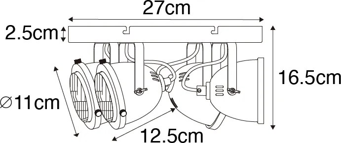 Faretto industriale nero 4 luci - Emado