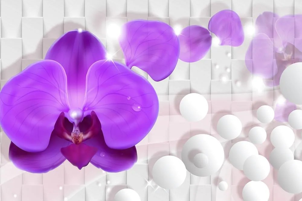 Quadro su tela – Orchidea su sfondo astratto