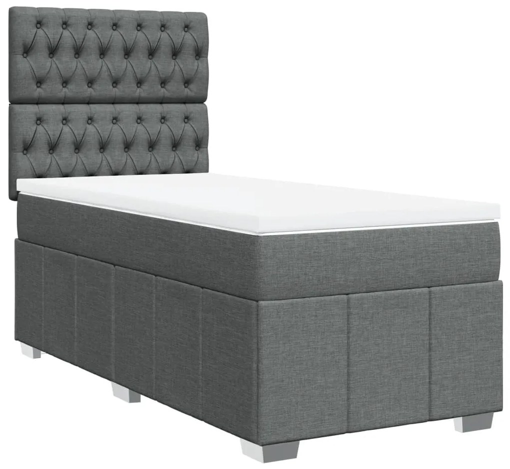 Giroletto a molle con materasso grigio scuro 80x200 cm tessuto