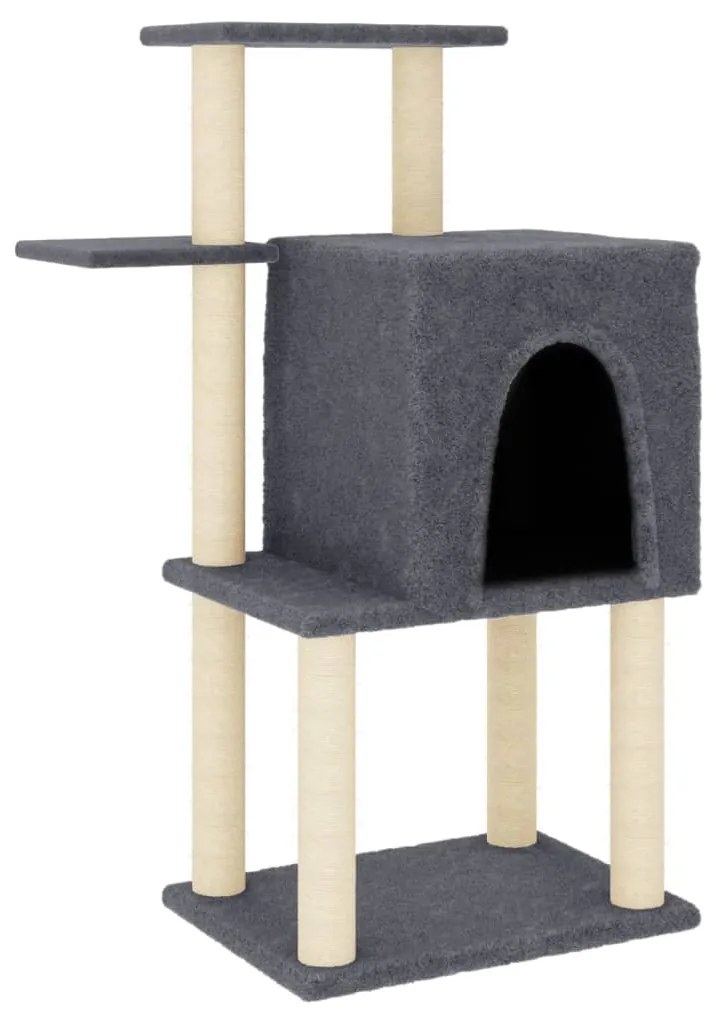 Albero per Gatti con Tiragraffi in Sisal Grigio Scuro 97 cm