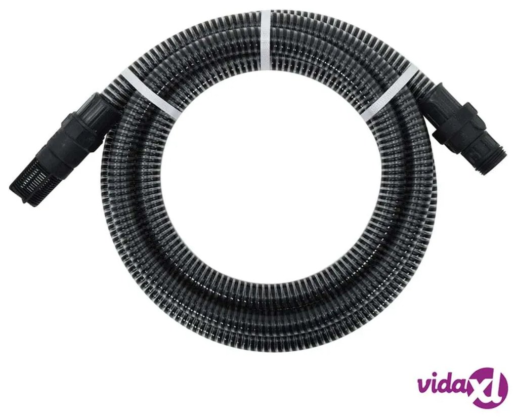 vidaXL Tubo di Aspirazione con Raccordi in Ottone Nero 1" 4 m in PVC