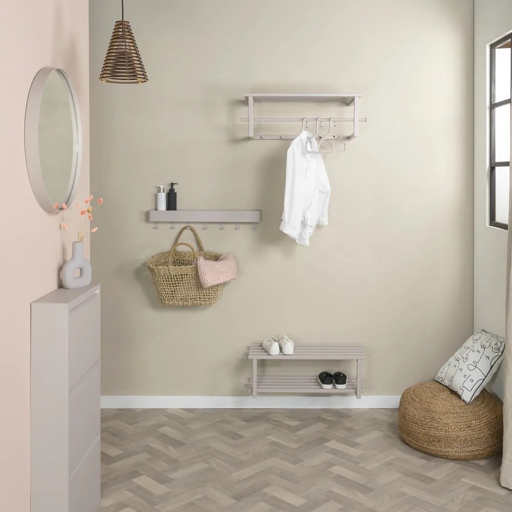 Scarpiera grigio tortora in metallo da parete 71x26x34 cm Marco – Spinder Design