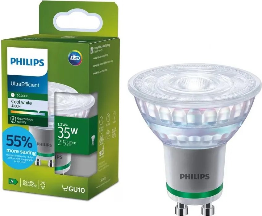 Lampadina LED ULTRAEFFICIENT Philips PAR16 GU10/1,2W/230V 4000K