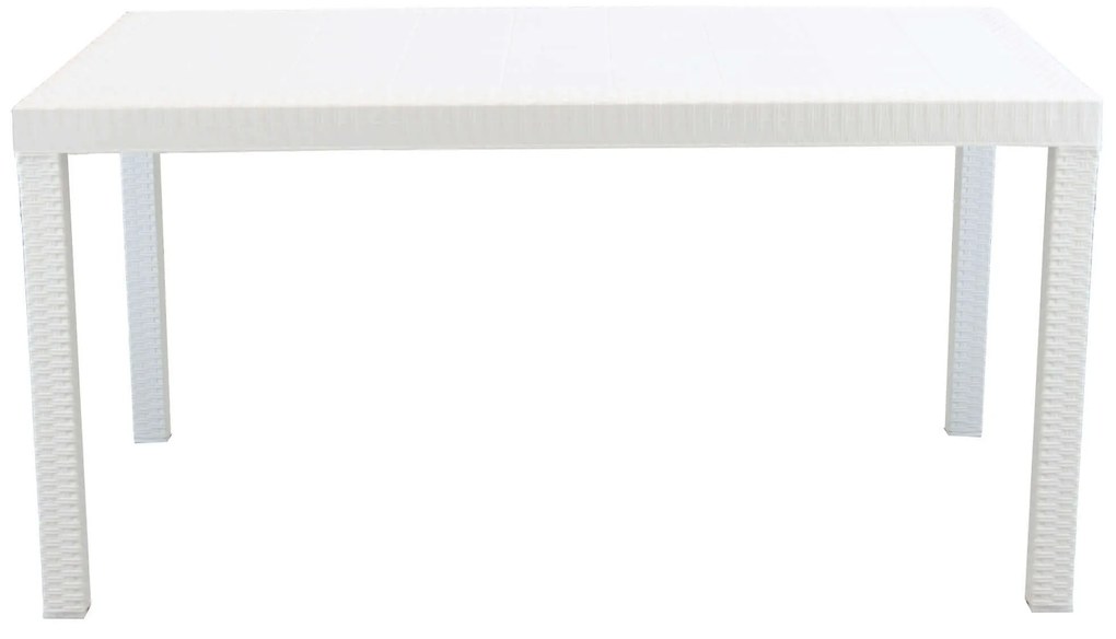 CALIGOLA - set tavolo in resina effetto rattan cm 150 x 90 x 74 h con 6 sedie Alma