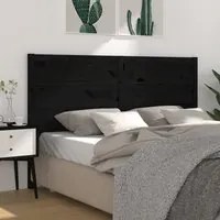 Testiera per Letto Nera 126x4x100 cm in Legno Massello di Pino 818714