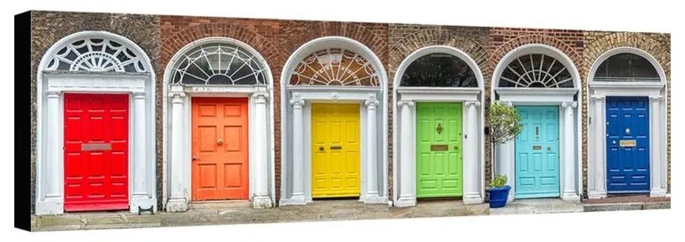 Stampa su tela Porte colorate a Londra 2, multicolore 160 x 60 cm