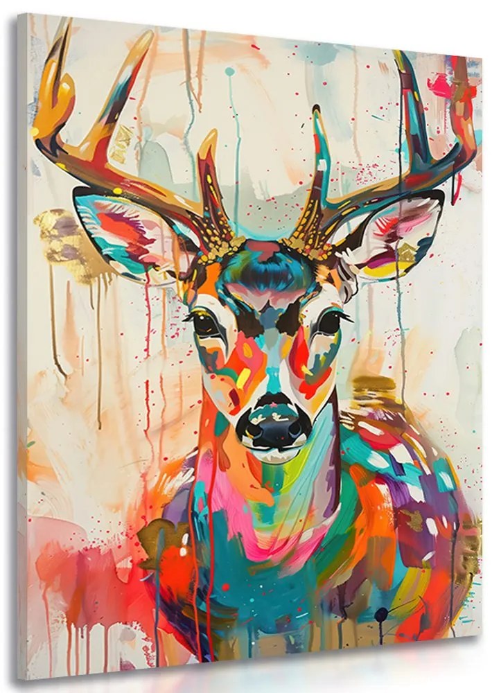 Quadro su tela – Capriolo con imitazione di pittura