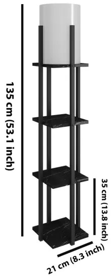 Lampada da terra con ripiani NORA 1xE27/40W/230V nero