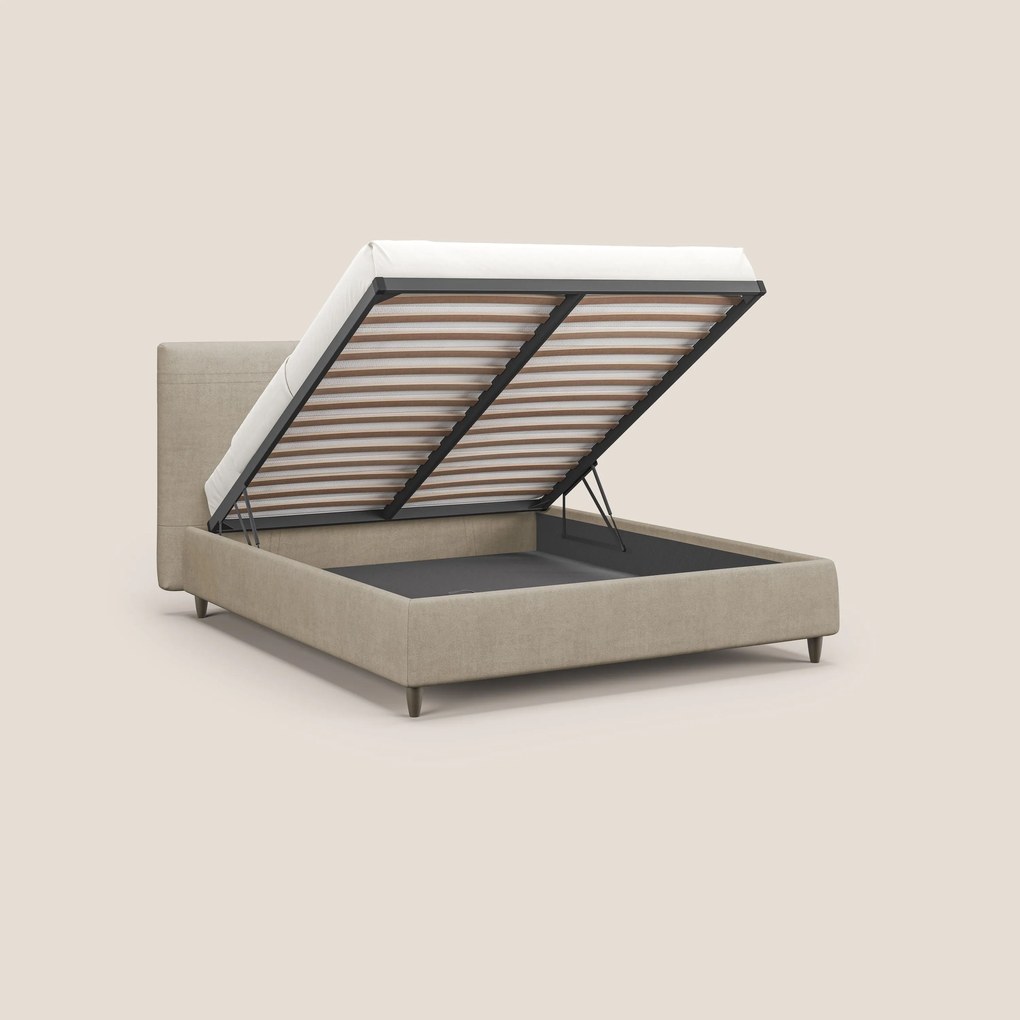 Martina letto imbottito contenitore in tessuto impermeabile T02 beige