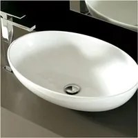 Lavabo da appoggio in ceramica mini shell bianco satinato