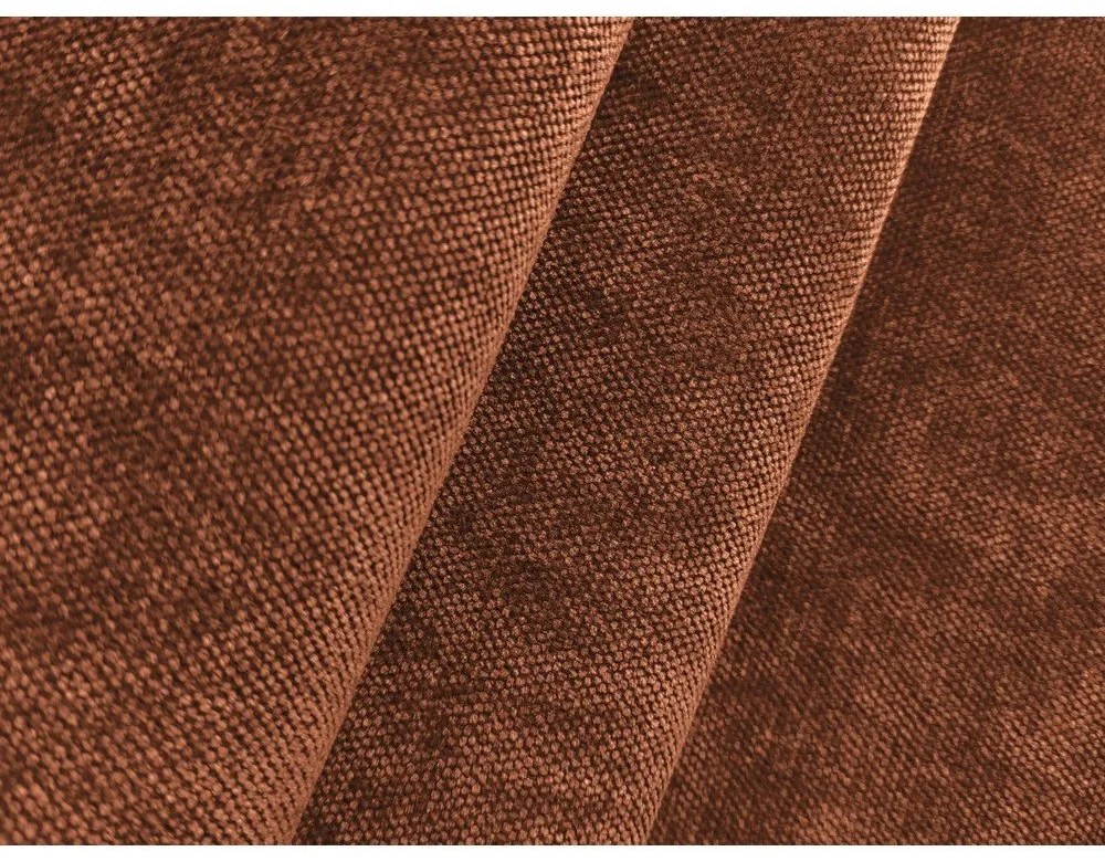 Divano angolare color terracotta allungabile (con penisola a sinistra/con chaise lounge) con rivestimento in ciniglia Leila – Makamii