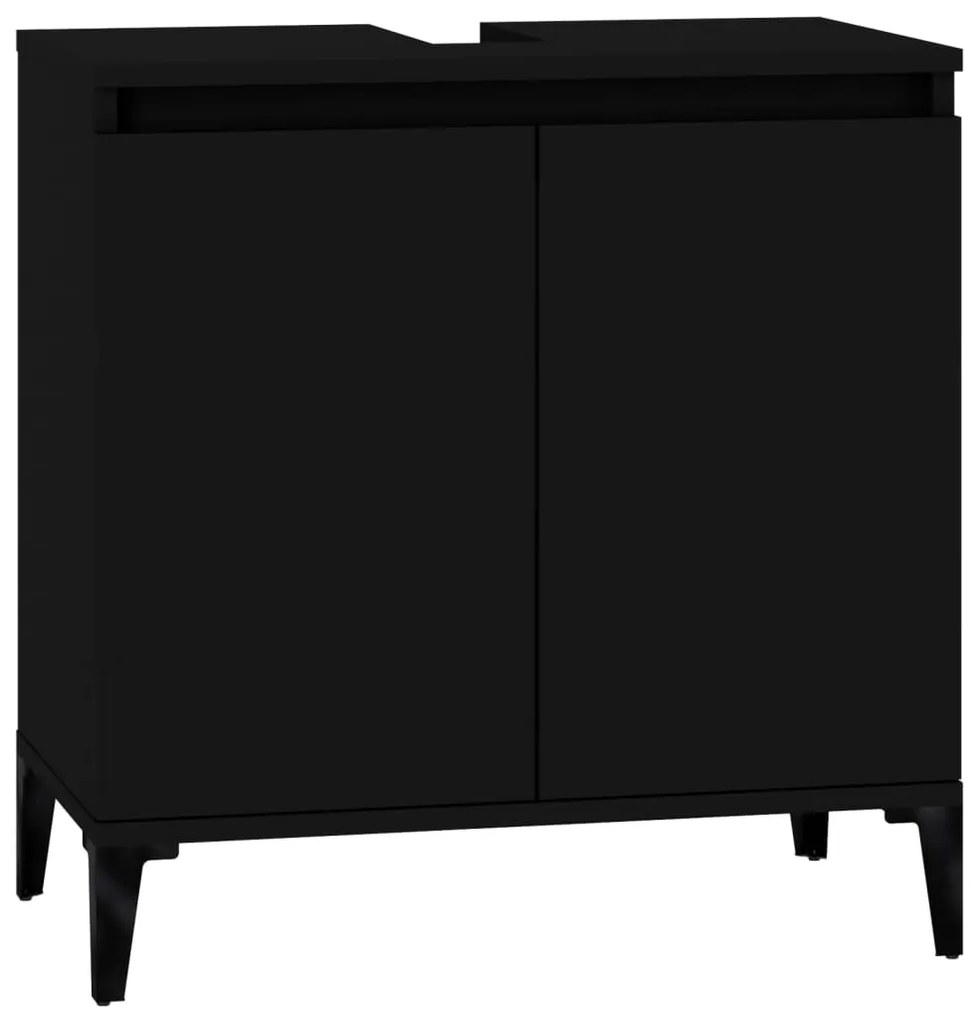 Mobile lavabo nero 58x33x60 cm in legno multistrato