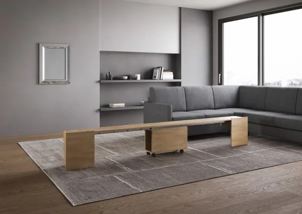 Seduta con ruote allungabile a 300 cm per consolle ELIA Quercia