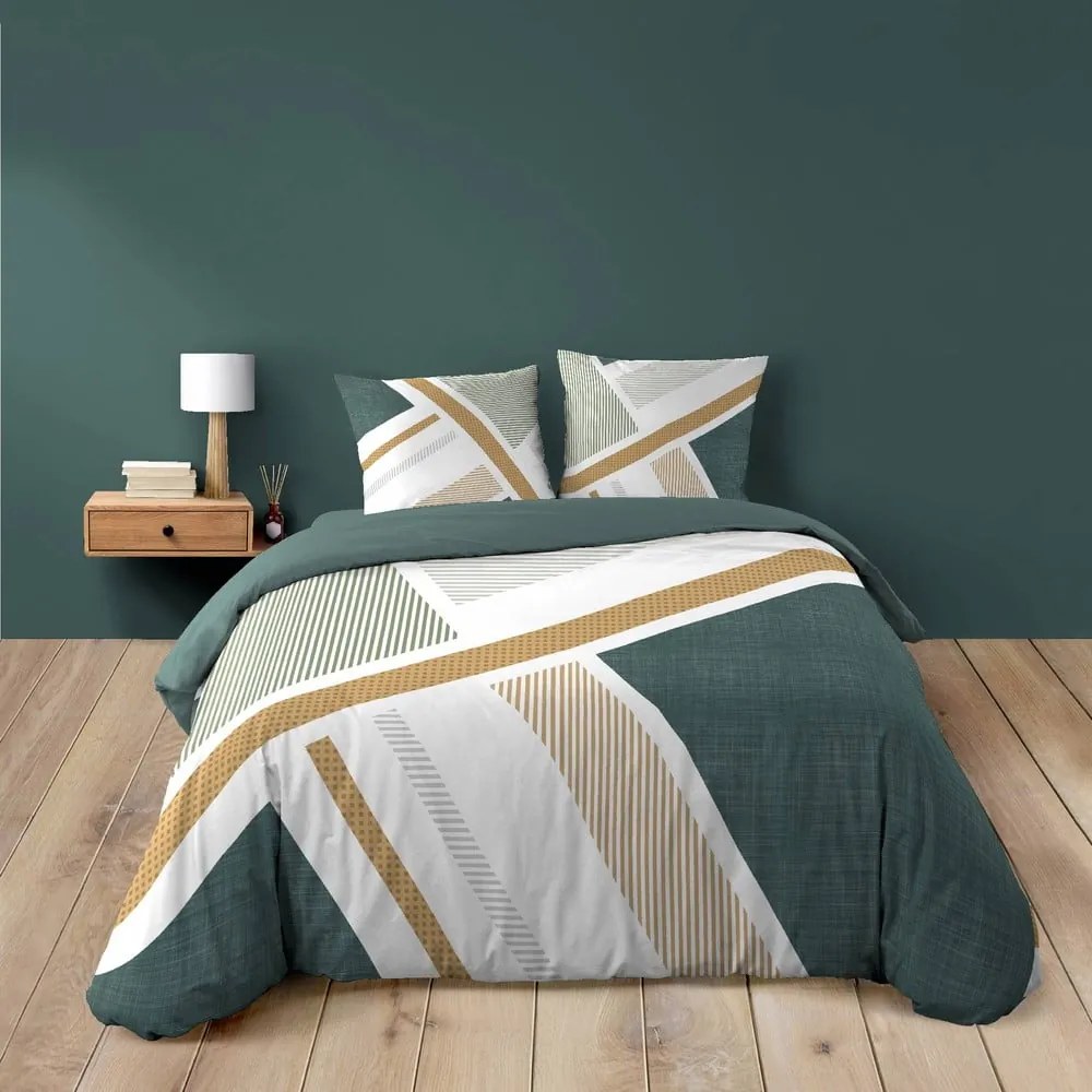 Set copripiumino e federa bianco in cotone per letto matrimoniale ed esteso 240x220 cm Zephyr – douceur d'intérieur