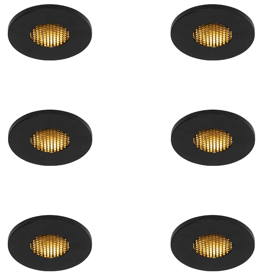 Set di 6 faretti da incasso moderni neri IP54 per bagno - Shed Honey