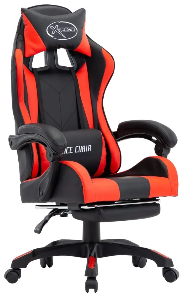 Sedia Da Gaming Con Poggiapiedi Rossa E Nera İn Similpelle /
