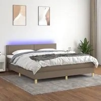 Letto a Molle con Materasso e LED Tortora 180x200 cm in Tessuto cod mxl 62381