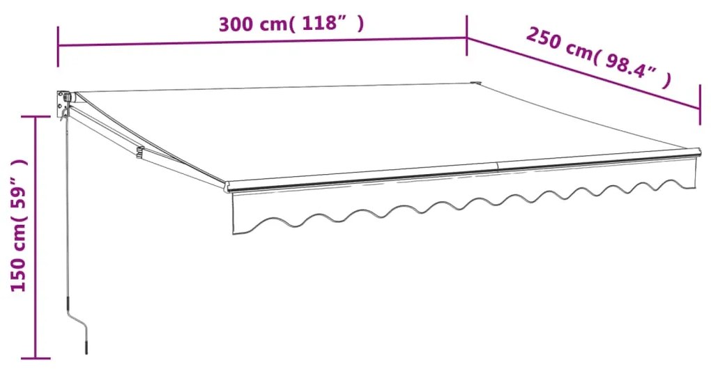 Tenda Sole Automatica Retrattile Blu e Bianca 3x2,5 m