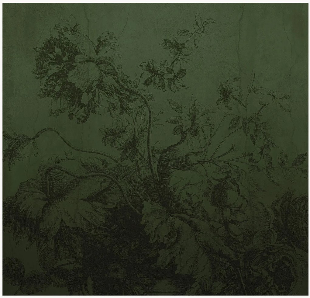 Carta da parati Gradient Flowers Green