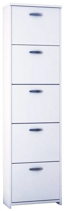 Scarpiera Salvaspazio 5 ante doppia profondità L 50 x H 182 x P 25 cm 20 paia, bianco
