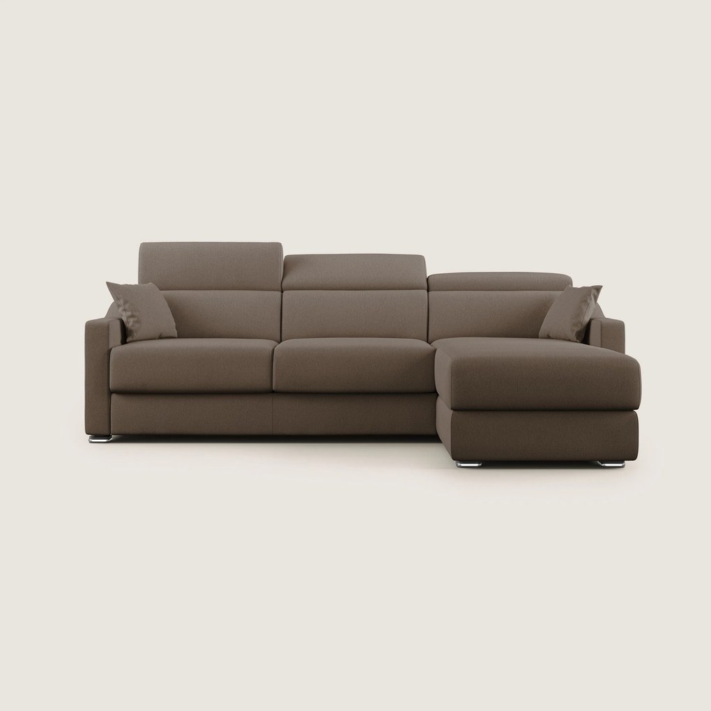 Amber divano letto angolare in tessuto smacchiabile T05 marrone