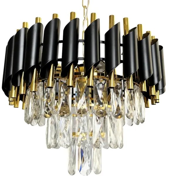Lampadario a sospensione con catena CRISTAL 5xE14/40W/230V oro/nero