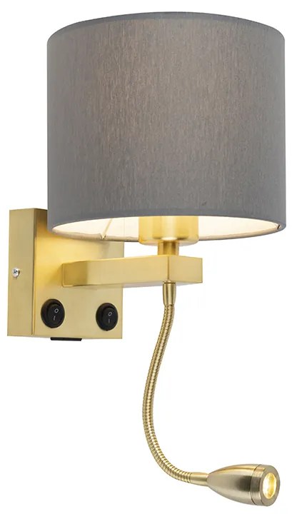 Applique Art Déco dorata con USB e paralume grigio - Brescia