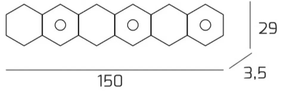 Plafoniera Moderna 6 Moduli Hexagon Metallo Grigio 3 Luci Led 12X3W