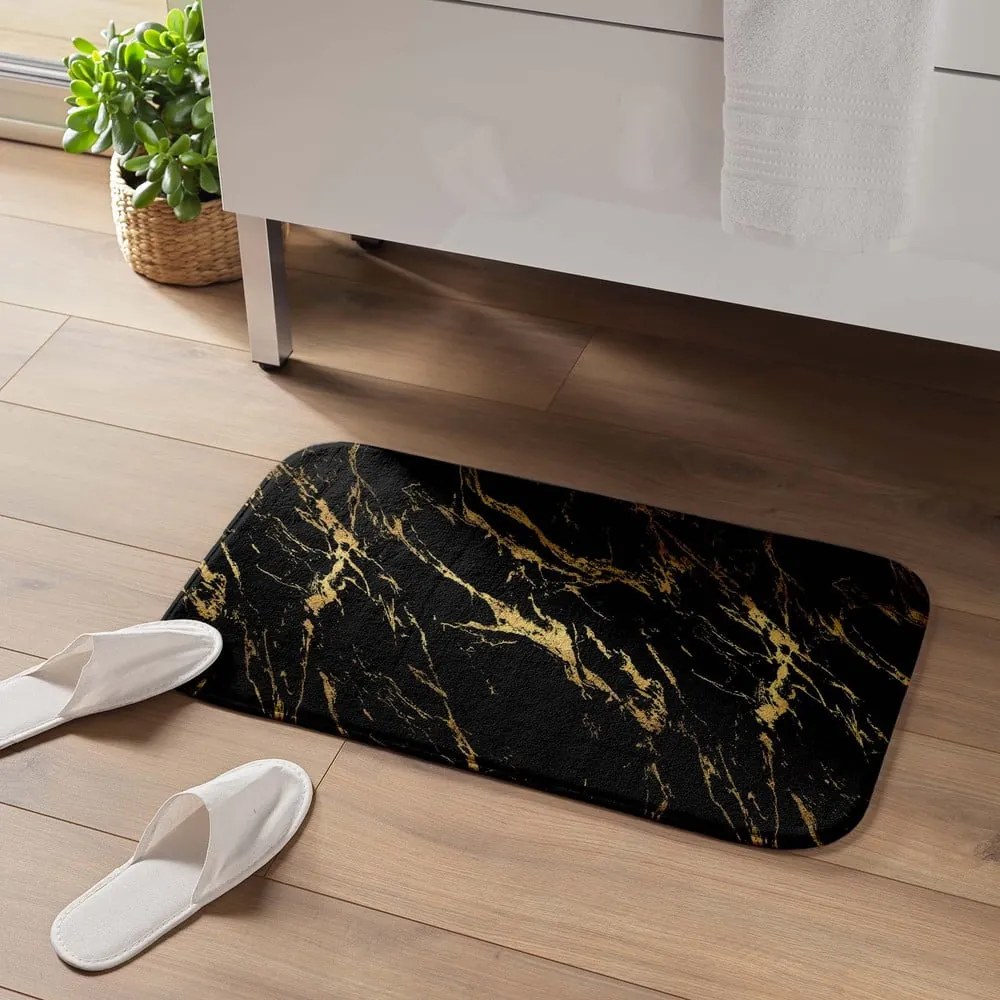 Tappetino per il bagno nero/dorato 45x75 cm Aquamarbre – douceur d'intérieur