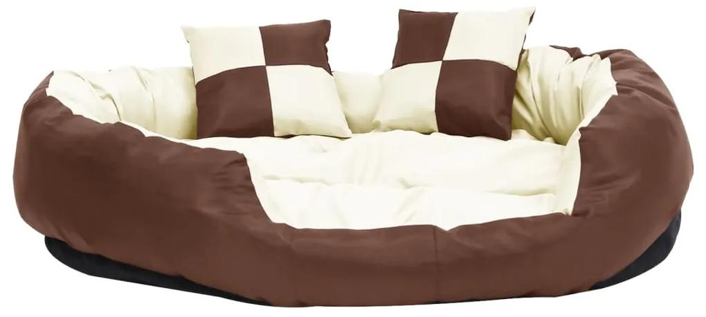 Cuscino per cani reversibile lavabile marrone crema 110x80x23cm