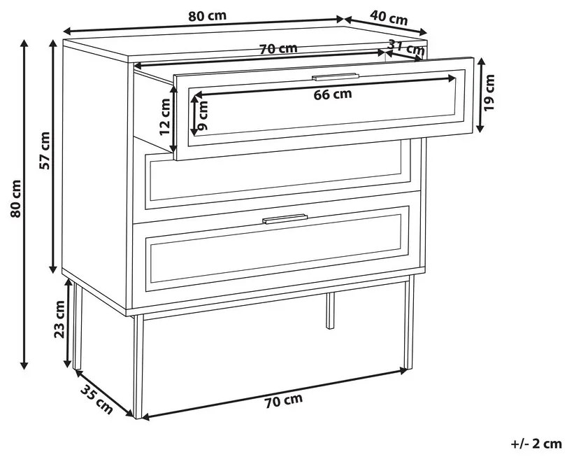 Cassettiera rattan legno chiaro PASCO Beliani