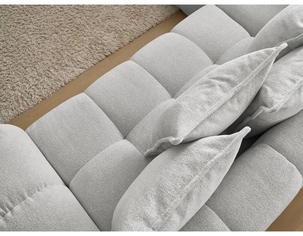 Divano angolare grigio chiaro allungabile e con contenitore (penisola a sinistra/a L) con rivestimento in ciniglia Everest – Bobochic Paris