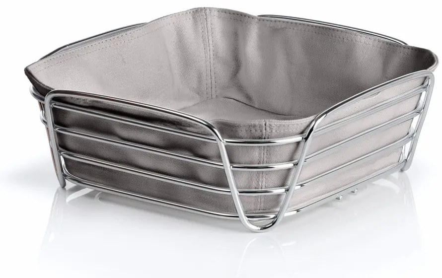 Cestino per il pane grigio con inserto in cotone grigio Delara, larghezza 25 cm - Blomus