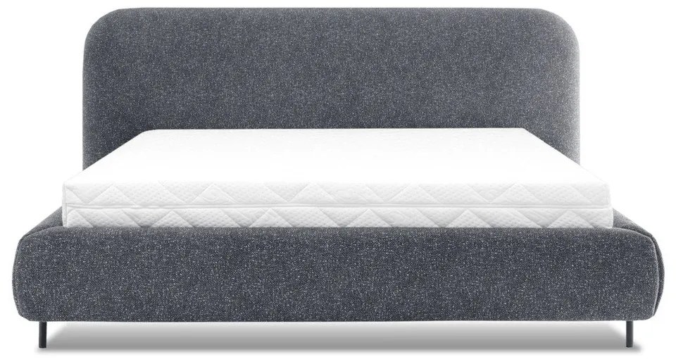 Letto matrimoniale imbottito blu con contenitore e rete inclusi 140x200 cm Pointt – ELTAP