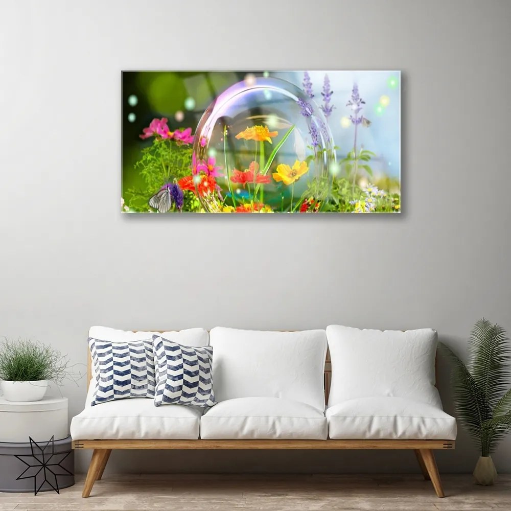 Quadro in vetro Fiori Pianta naturale 100x50 cm