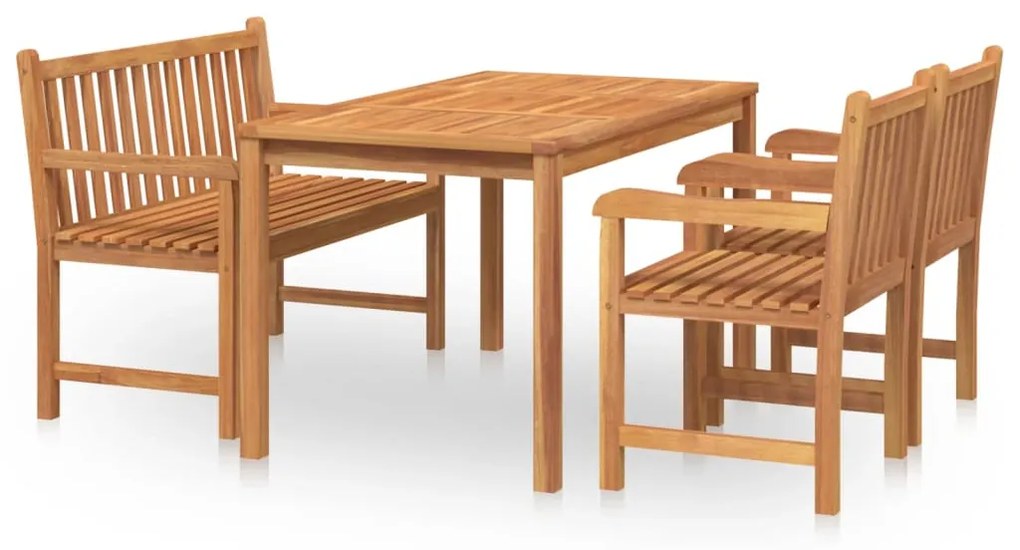 Set da pranzo per giardino 4 pz in legno massello di teak