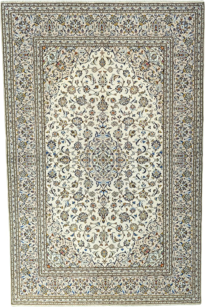 Kashan Tappeto 310 x 200 Beige (Iran) Annodato A Mano