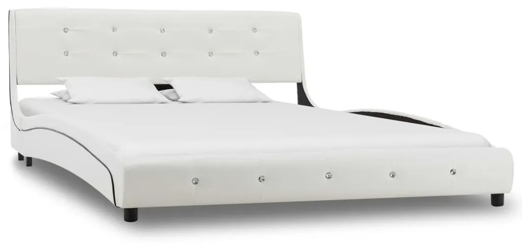 Letto con materasso bianco in similpelle 140x200 cm