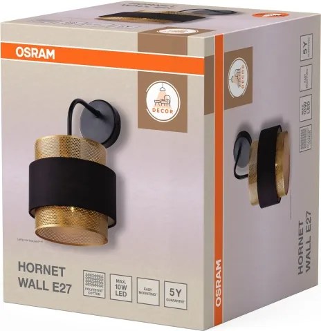Osram - Lampada da parete DECOR HORNET 1xE27/10W/230V nero/oro
