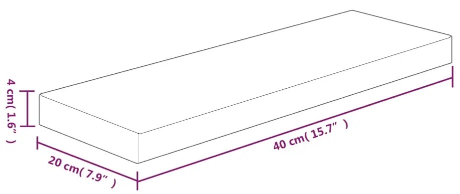 Ripiano 40x20x4 cm legno massello di rovere non trattato