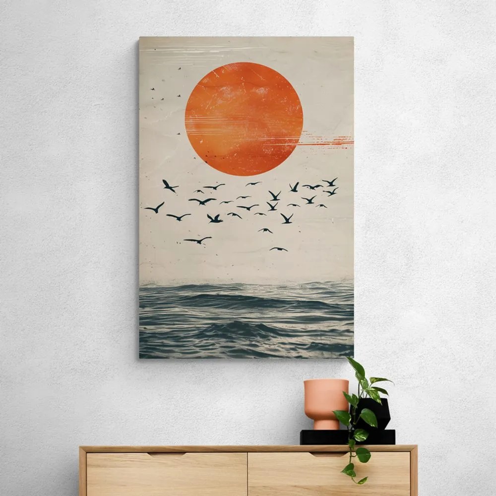 Stampa su tela – Japandi luna sul mare