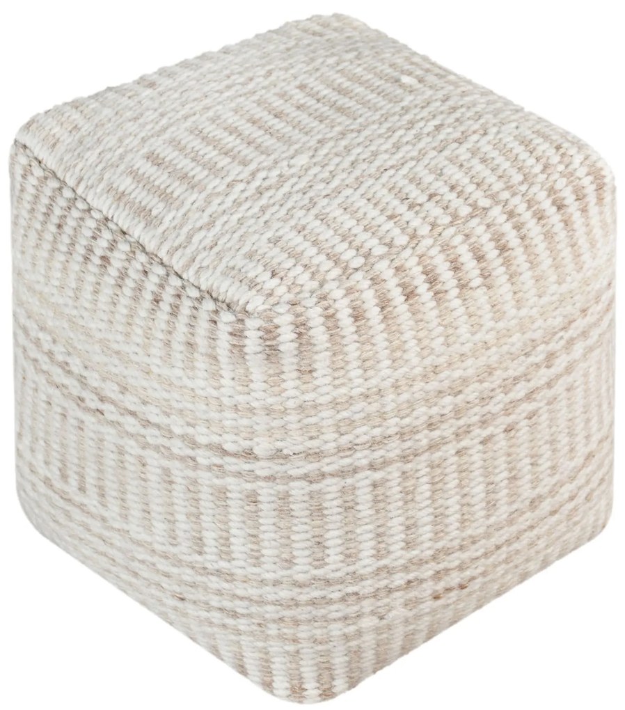 BORIS - pouf in lana avorio con decoro 40 x 40