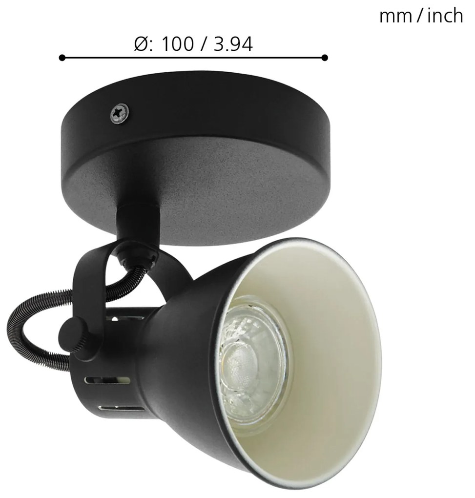 Spot Moderno Seras 2 In Acciaio Nero 1 Luce Gu10 3W Ip20