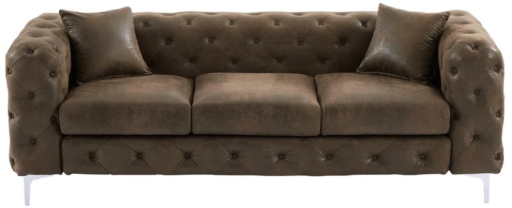 Divano 3 posti chesterfield in Microfibra con aspetto Pelle invecchiata - EDWINA