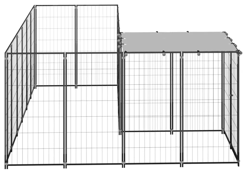 Gabbia per cani nera 4,84 m² in acciaio