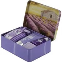 Saponetta, crema, olio e fiori lavanda cofanetto regalo casolare