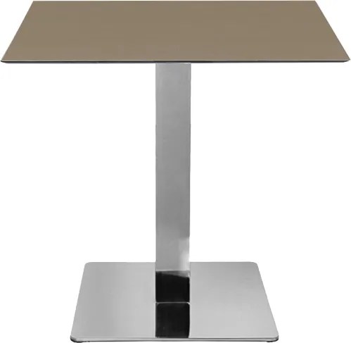Tavolo bar pub ristorante in HPL 80x80 cm Tortora per esterno base Argento H 74