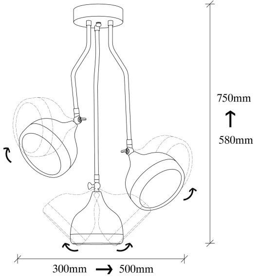Lampadario a stelo YILDO 3xE27/40W/230V nero/rame