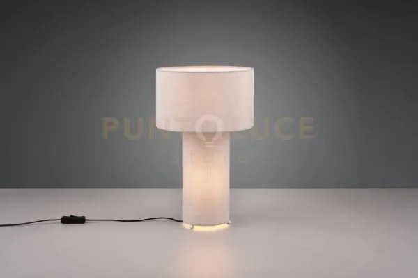 Bale lampada da tavolo base illuminata e paralume tessuto grigio pa...